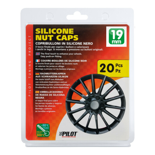 Ornamente prezoane silicon 20buc - Hex 19mm - Negru