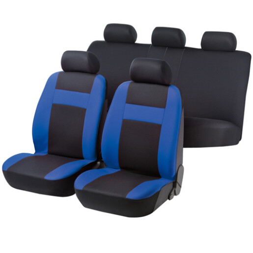 Huse scaun Car Comfort 12buc - Negru/Albastru