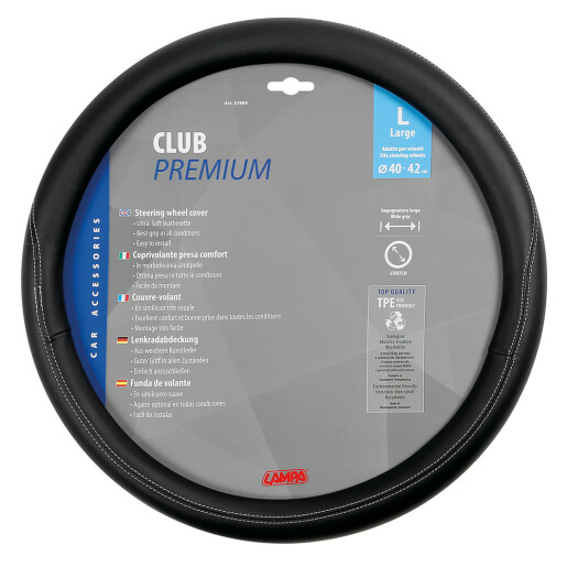 Husa volan Club Skeentex - L - Ø 40/42cm - Negru