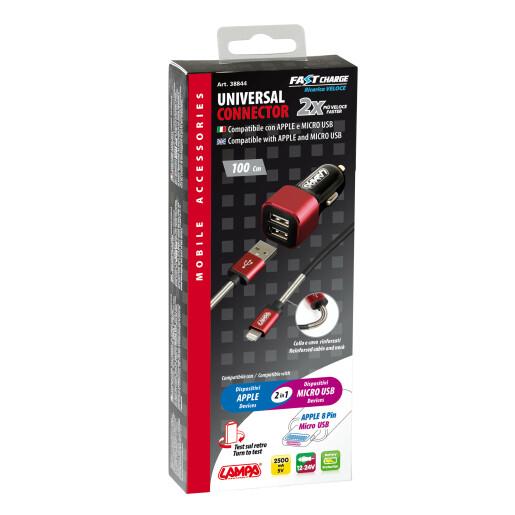 Incarcator rapid 2 in 1 Apple 8 pini / Micro USB 2500mA 12/24V
