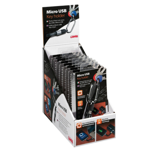 Breloc chei cu cablu 10cm - USB la Micro USB