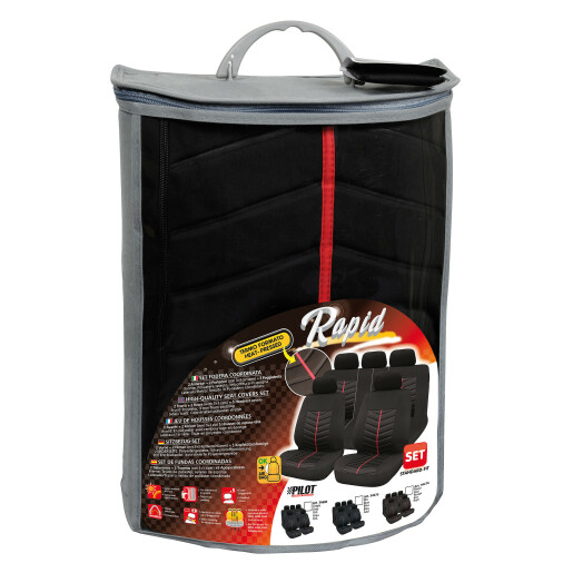 Huse scaun Rapid 9buc Negru/Rosu