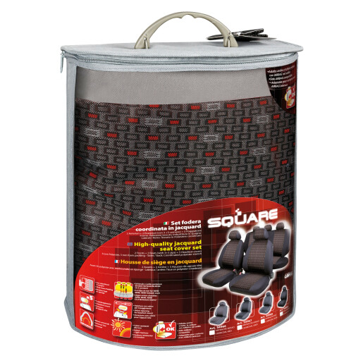 Huse scaun Square set 9buc jacquard high-quality - Rosu