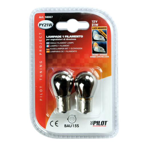 Bec clasic 12V 21W semnalizare BAU15s asim 2buc - Crom/Portocaliu