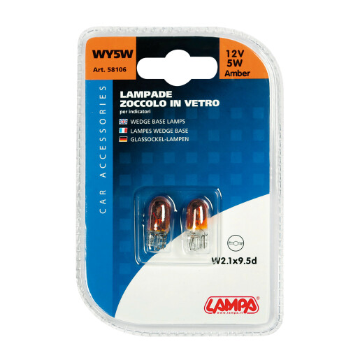 Bec 12V - WY5W - 5W Semnalizare galben soclu sticla W2,1x9,5d 1buc Lampa 