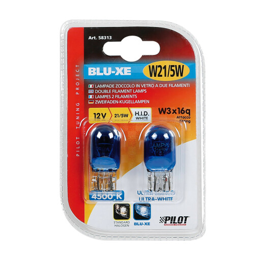 Bec Blu-Xe 21/5W 12V dublu filament cap sticla W3x16q 2buc
