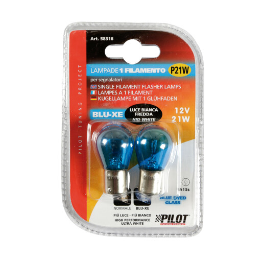Bec Blu-Xe 21W 12V cap metal BA15s 2buc