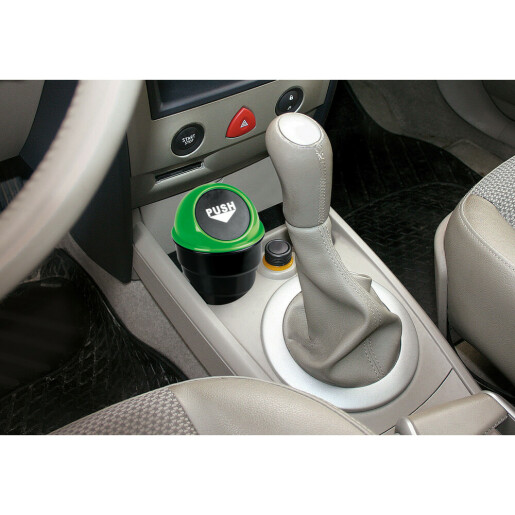 Suport tip cos gunoi mini pentru bord auto Push-Bin Lampa - Verde/Negru