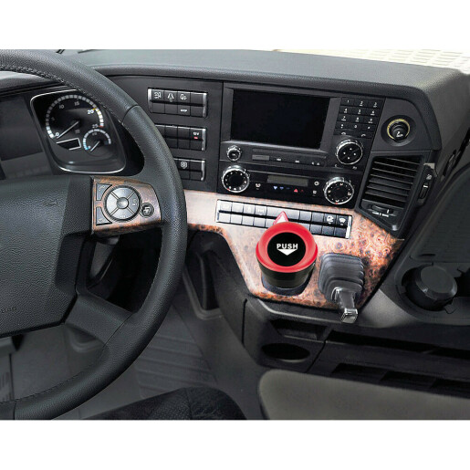 Suport tip cos gunoi mini pentru bord auto Push-Bin Lampa - Rosu/Negru