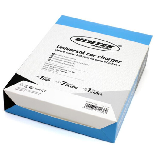 Incarcator auto USB 12/24V 700mA cu cablu 7 in 1