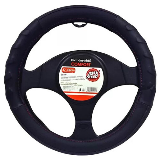 Husa volan imitatie piele Comfort - M - Ø 37/39cm - Negru