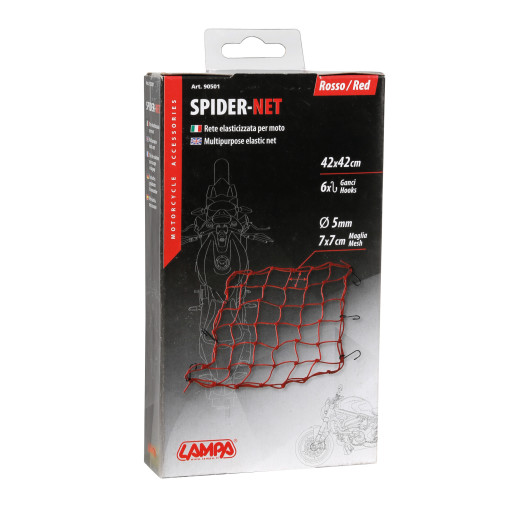 Plasa pentru fixat bagaje 42x42cm Spider - Rosu