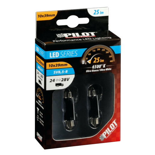 Bec Hyper-Led9 - 3SMD 24/28V sofit 10x39mm soclu SV8,5-8 2buc - Alb