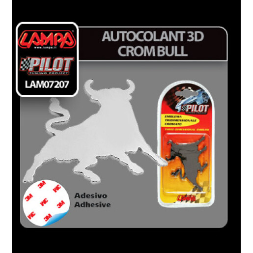 Autocolant 3D crom Bull