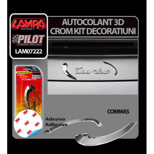 Autocolant 3D crom kit decoratiuni Commas