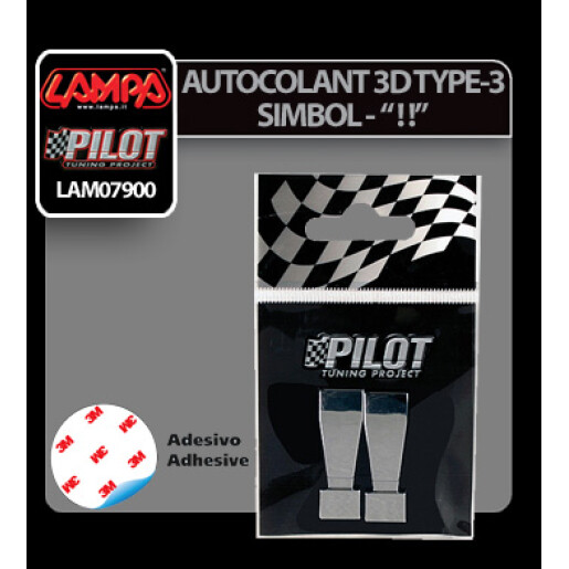 Autocolant 3D crom Type-3 (28mm) simbol -" ! ! "