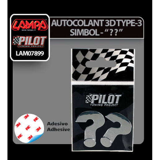 Autocolant 3D crom Type-3 (28mm) simbol - " ? ? "