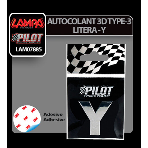 Autocolant 3D crom Type-3 (28mm) litera - Y