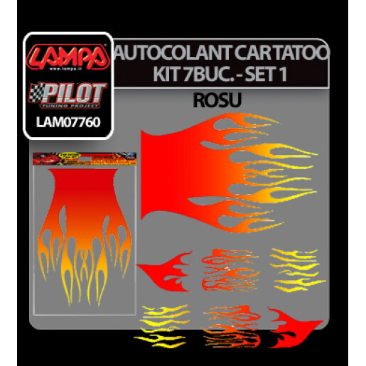 Autocolant Car Tatoo Kit 7buc Set 1 - Rosu
