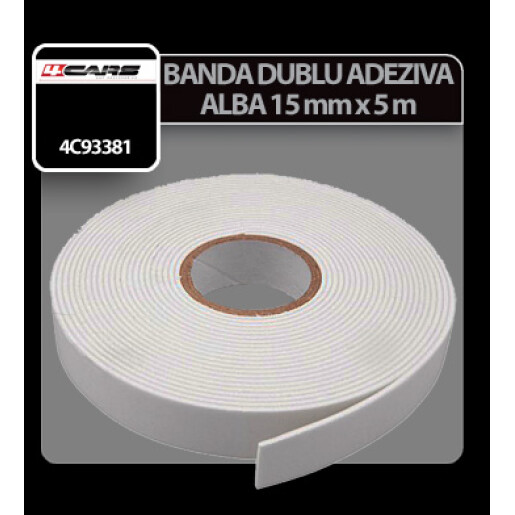 Banda dublu adeziva alba 4Cars - 15mmx5m