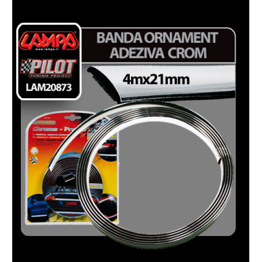 Banda ornament crom adeziva - 4m x 21mm