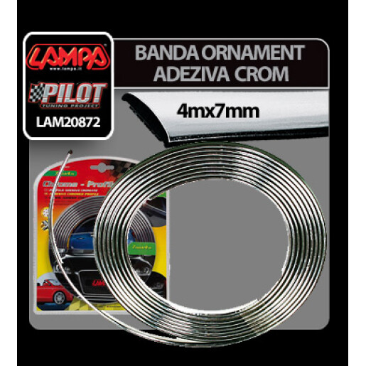 Banda ornament crom adeziva - 4m x 7mm