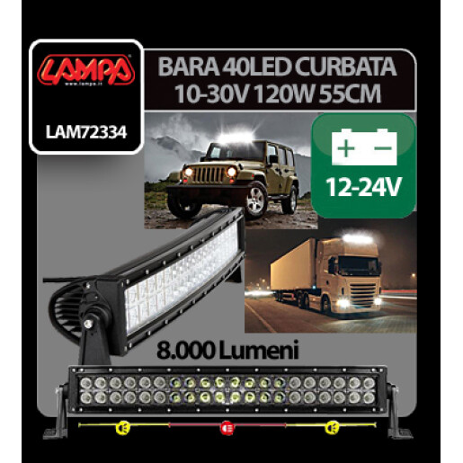Bara curbata 40LED 10-30V 120W 8000lm - 55cm