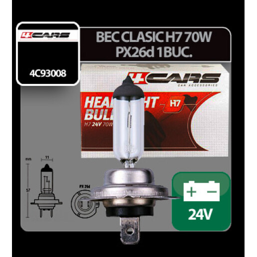 Bec halogen 24V - H7 - 70W - PX26d 1buc 4Cars 