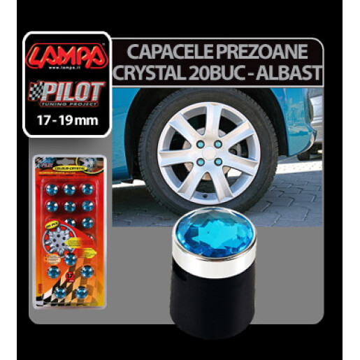 Ornamente prezoane crystal 20buc - Hex 17mm - Albastru