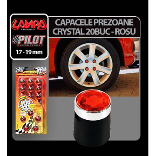 Ornamente prezoane crystal 20buc - Hex 19mm - Rosu