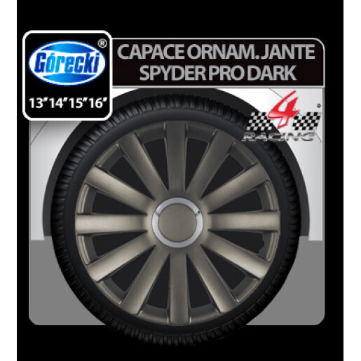 Capace roti auto Spyder Pro dark 4buc - Grafit - 13''