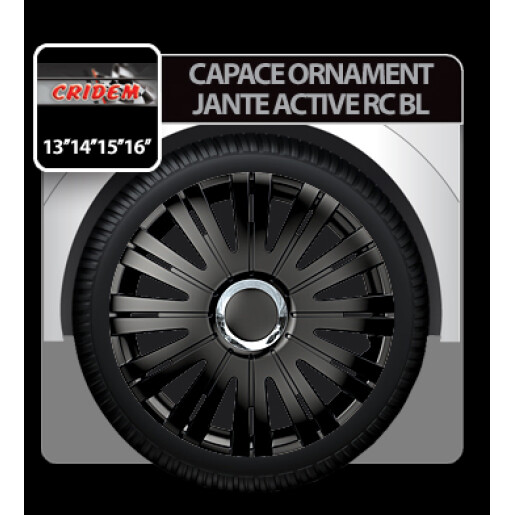 Capace roti auto Active RC 4buc - Negru - 16''