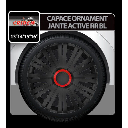 Capace roti auto Active RR 4buc - Negru/Rosu - 16''
