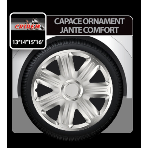Capace roti auto Comfort 4buc - Argintiu - 16''