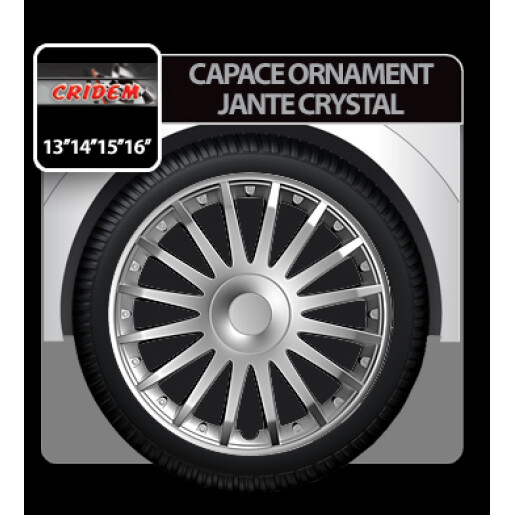 Capace roti auto Crystal 4buc - Argintiu - 14''