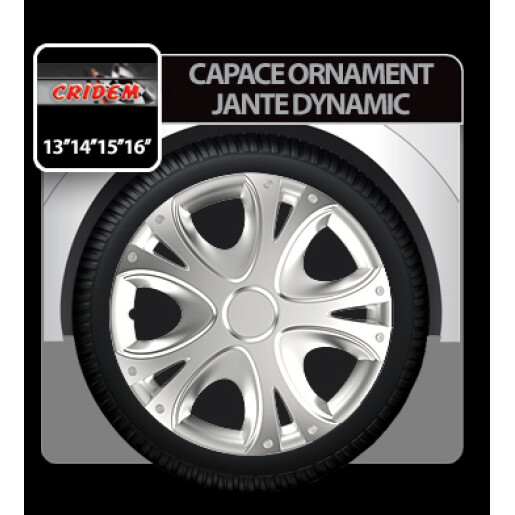 Capace roti auto Dynamic 4buc - Argintiu - 16''