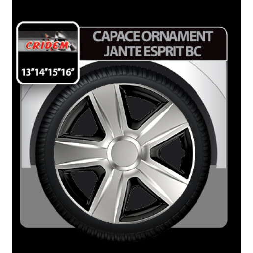 Capace roti auto Esprit BC 4buc - Argintiu/Negru - 15''