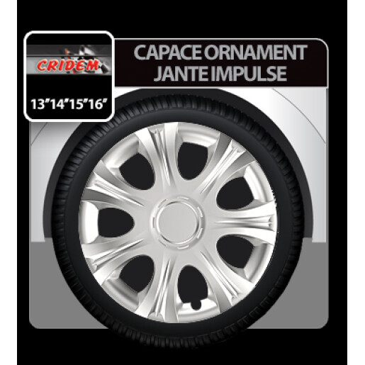 Capace roti auto Impulse 4buc - Argintiu - 16''