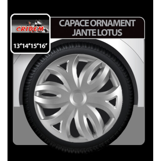 Capace roti auto Lotus 4buc - Argintiu - 13''