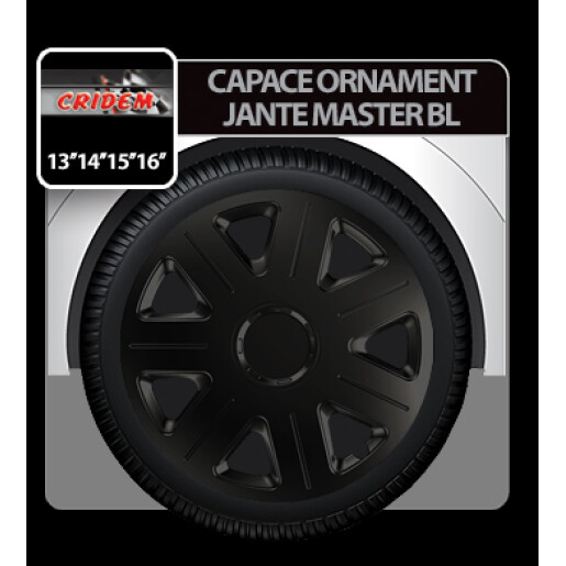 Capace roti auto Master BL 4buc - Negru - 14''