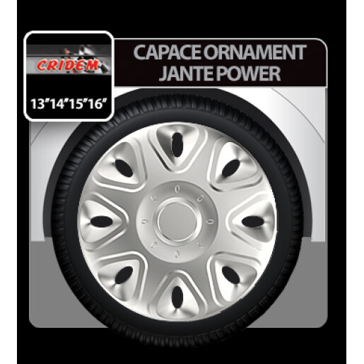 Capace roti auto Power 4buc - Argintiu - 15''