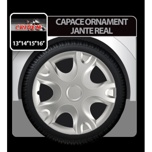 Capace roti auto Real 4buc - Argintiu - 15''