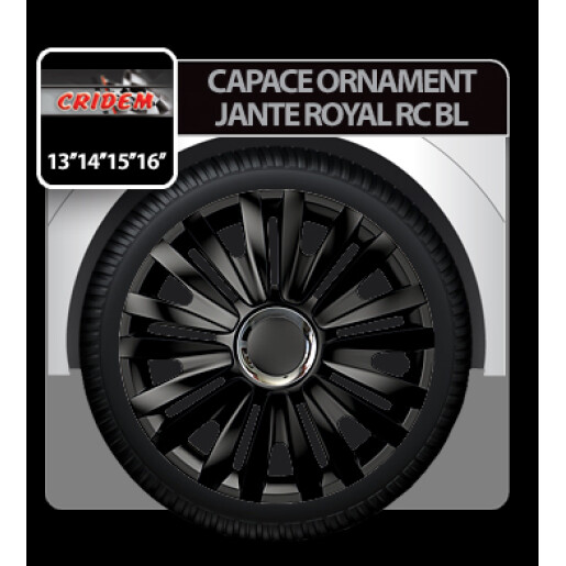 Capace roti auto Royal RC BL 4buc - Negru - 16''
