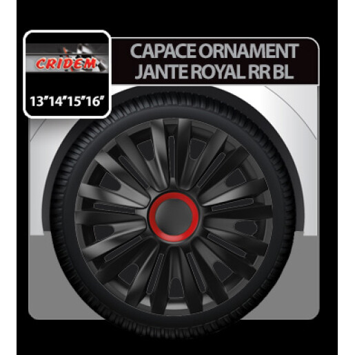 Capace roti auto Royal RR BL 4buc - Negru/Rosu - 15''