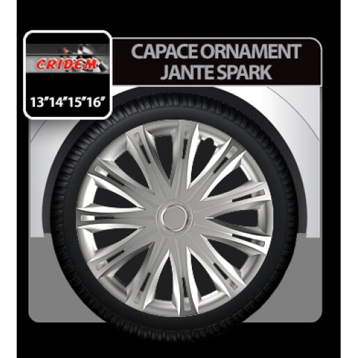 Capace roti auto Spark 4buc - Argintiu - 13''