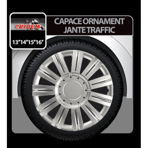Capace roti auto Traffic 4buc - Argintiu - 15''