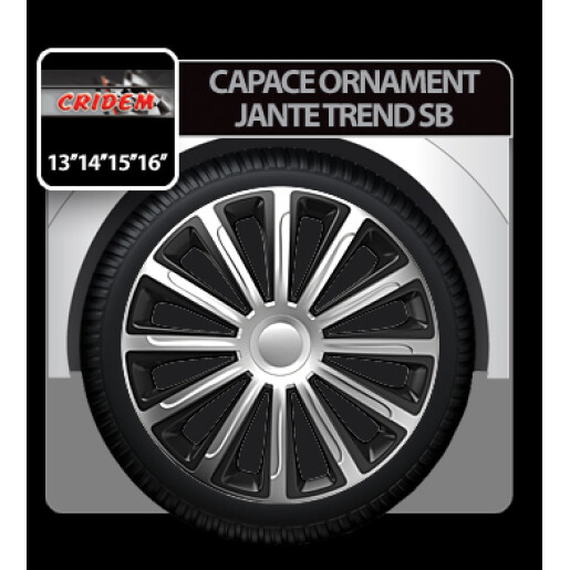 Capace roti auto Trend SB 4buc - Argintiu/Negru - 15''