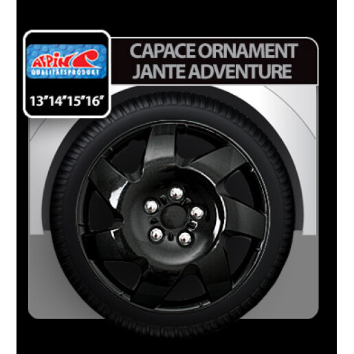 Capace roti auto Adventure 4buc - Negru - 13''