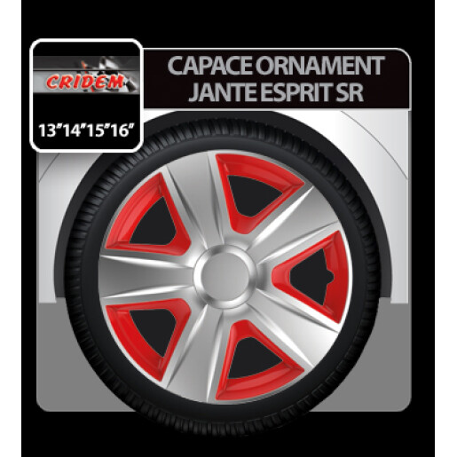 Capace roti auto Esprit SR 4buc - Argintiu/Rosu - 16''