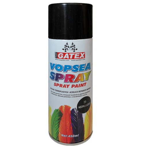 Vopsea acrilica spray 450ml Top Gatex - Negru lucios 39